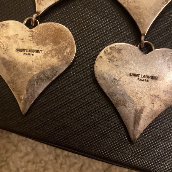 Saint Laurent YSL Black White Zebra Heart Statement Drop Clip Earrings - Picture 4 of 4